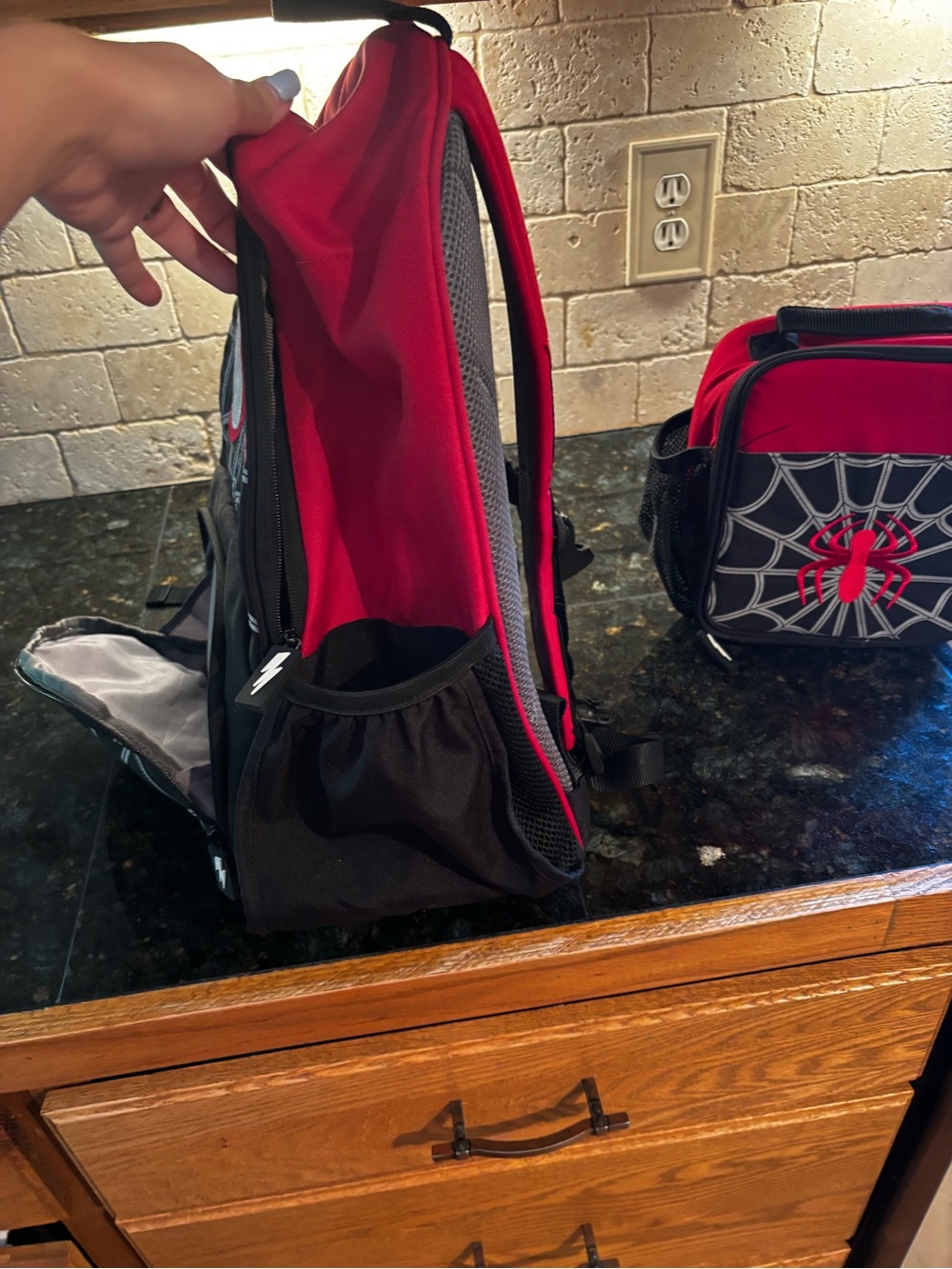 POTTERY Barn  Kids Spider Kids Backpack & Lunch Bag Set - Red & Black BUNDLE! - Picture 4 of 9